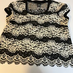 Torrid Black and Cream Lace Blouse